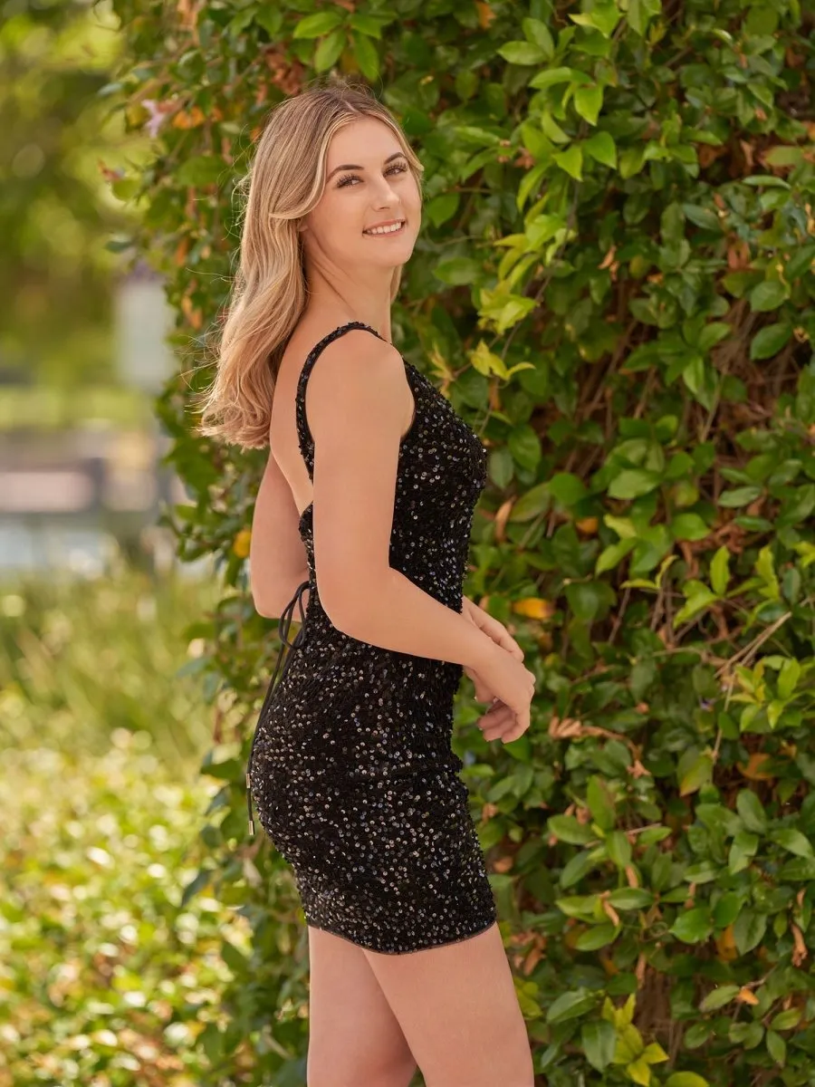 Tight Sequins One Shoulder Homecoming Dresses