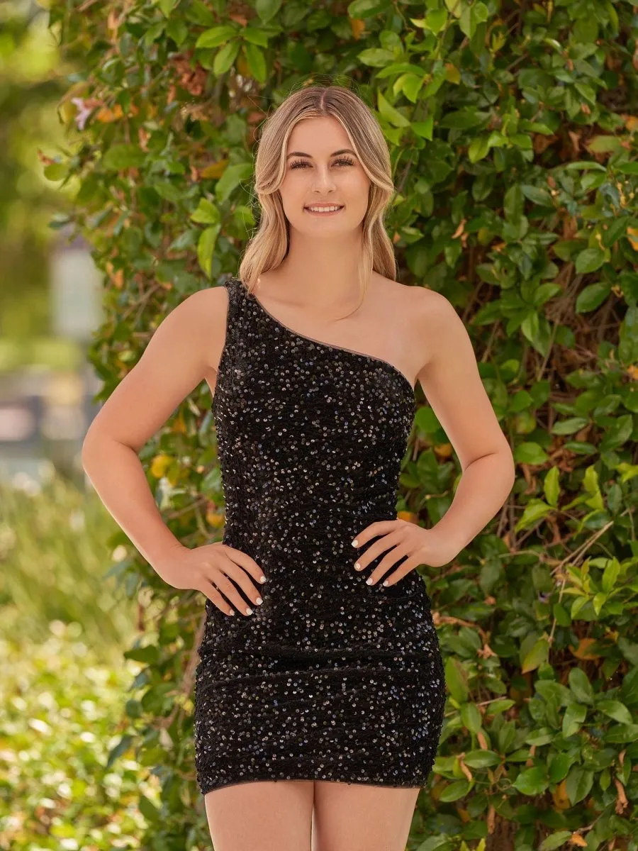 Tight Sequins One Shoulder Homecoming Dresses