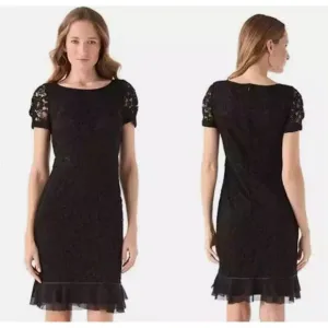 Tory Burch Women's Bovary Lace A Line Black Cocktail Dress Size 4