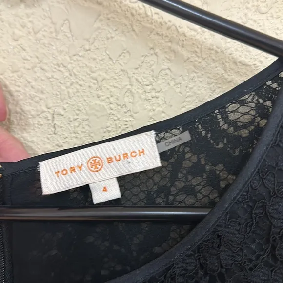 Tory Burch Women's Bovary Lace A Line Black Cocktail Dress Size 4