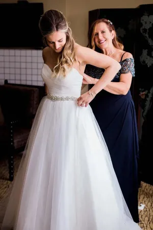 Tulle A-line Sweetheart Wedding Dresses With Rhinestone, Bridal Gowns, MW821