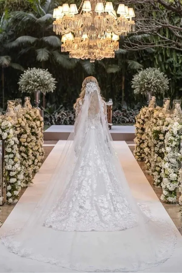 Tulle Lace A-line Wedding Dresses With Court Train, Wedding Gowns, MW918