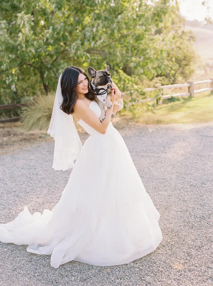 Tulle Train Backless Wedding Dresses with Lace Corset