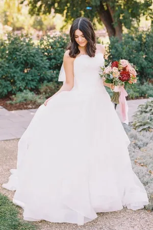 Tulle Train Backless Wedding Dresses with Lace Corset