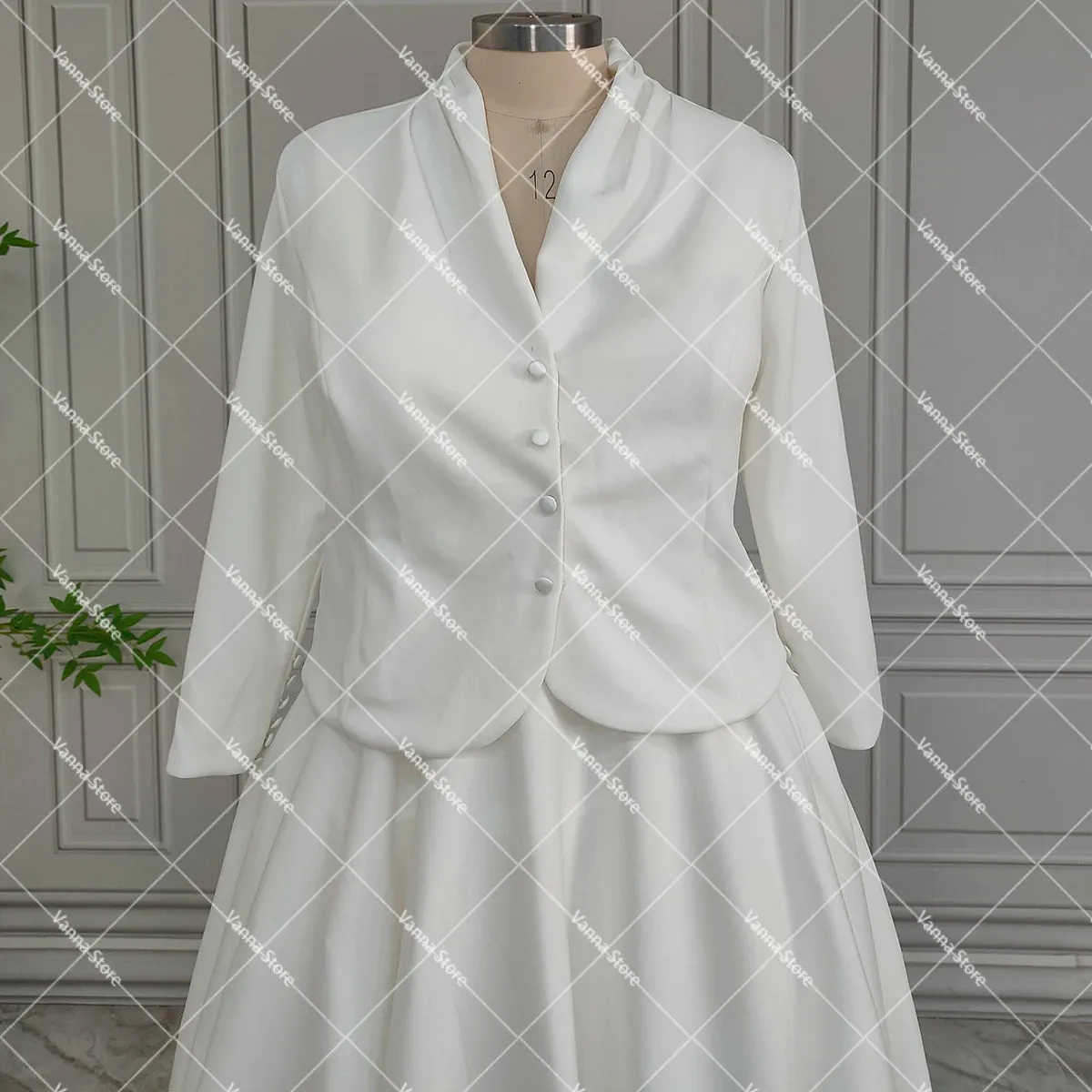 Two Piece Sleeveless Satin Wedding Dress With Jacket Simple Customized Real Photos Midi Length Bridal Gowns