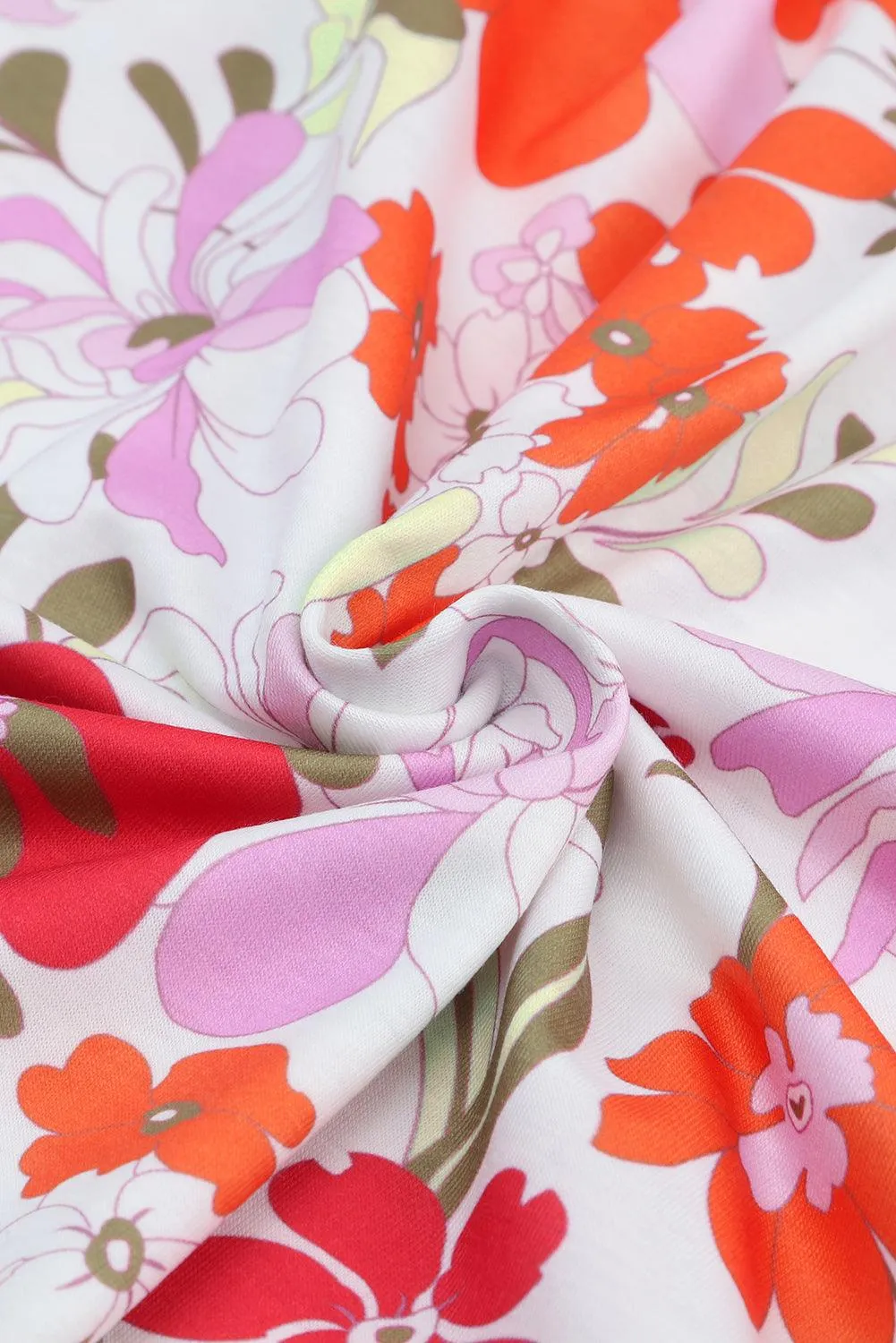 V Neck Floral Dress with 3/4 Sleeves