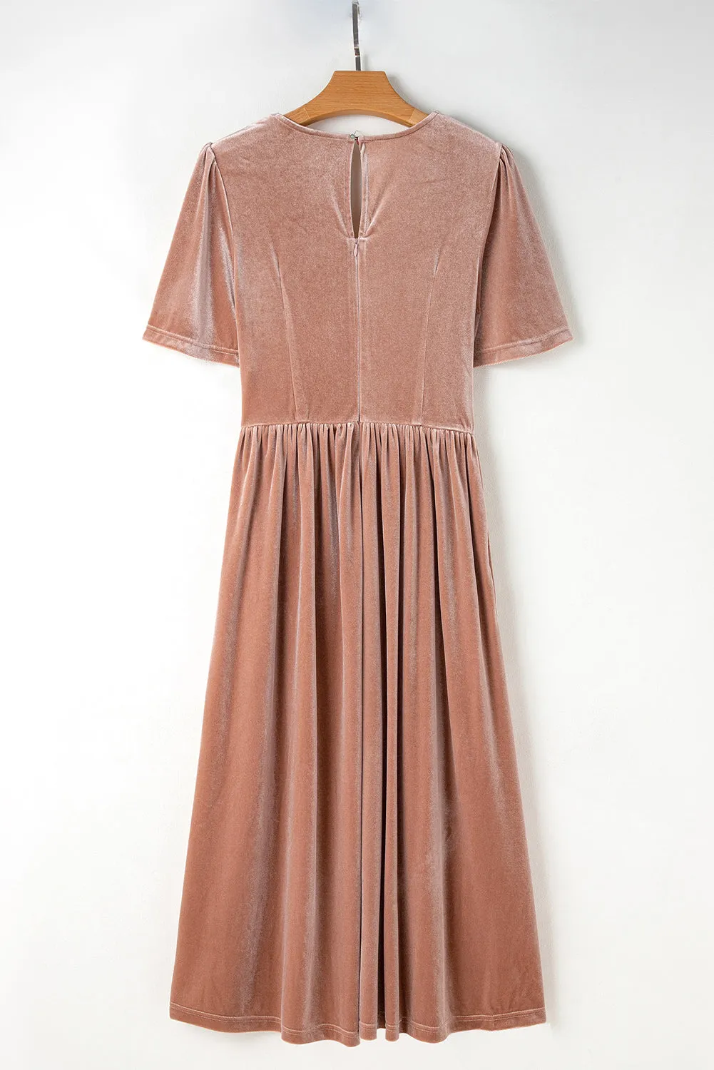 Velvet Maxi Dress with Lace Detail and Empire Waist