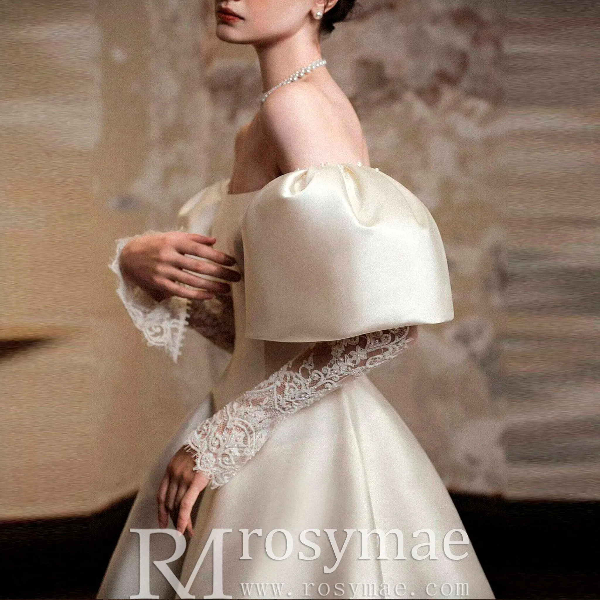 Vintage Ball Gown Lantern Long Sleeve Wedding Dress