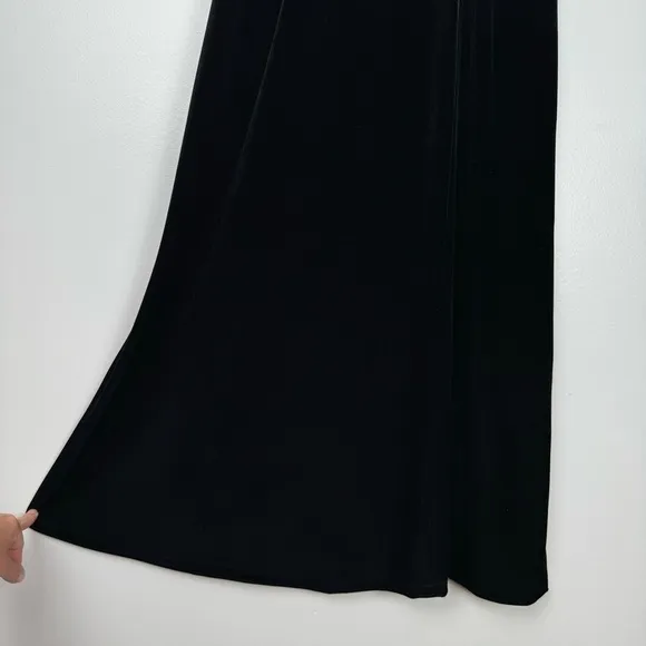 Vintage Papell Boutique Black Velvet Midi Dress 10 Evening Goth Retro Whimsigoth