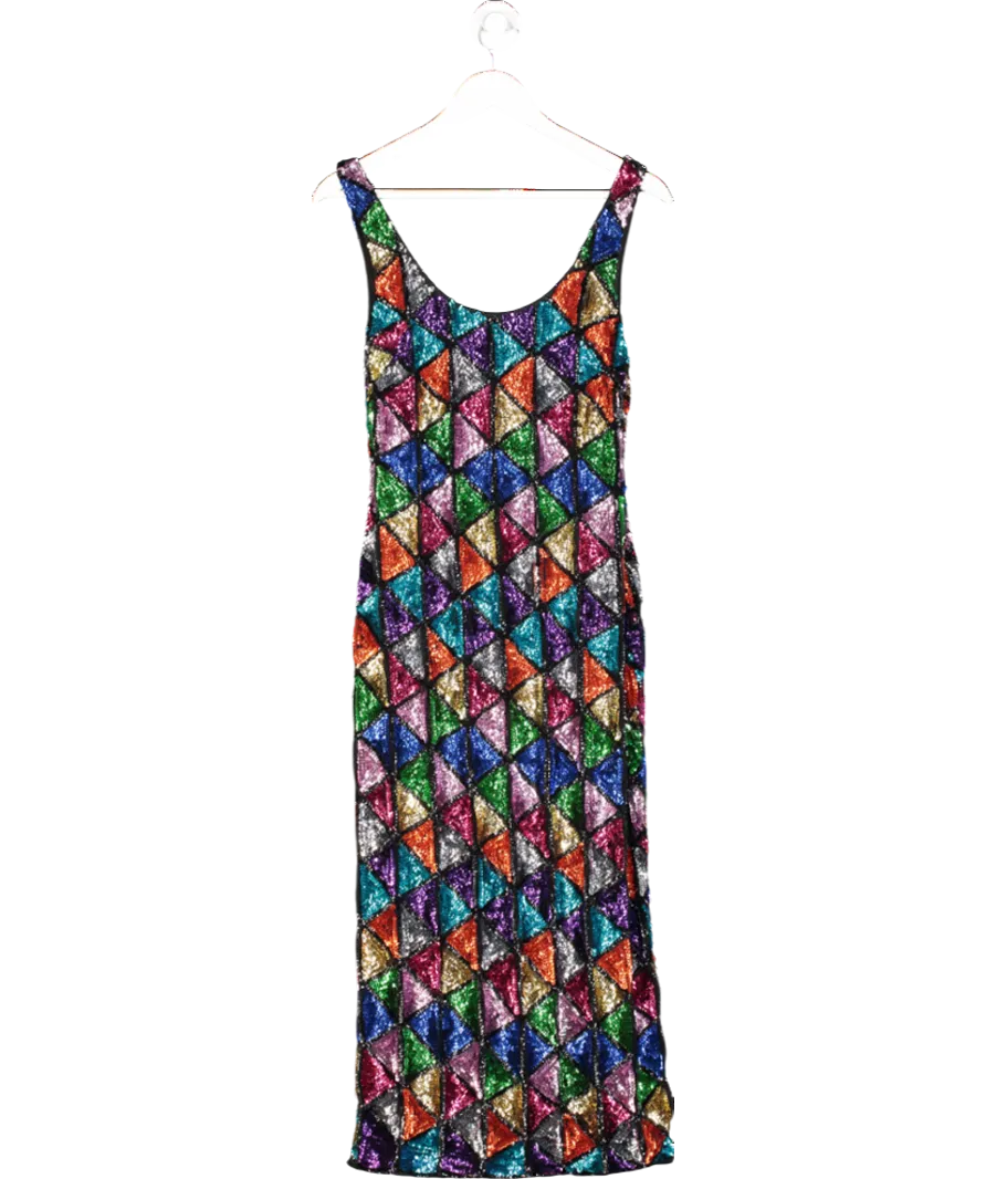 Warehouse Multicoloured Geometric Sequin Dress UK 6