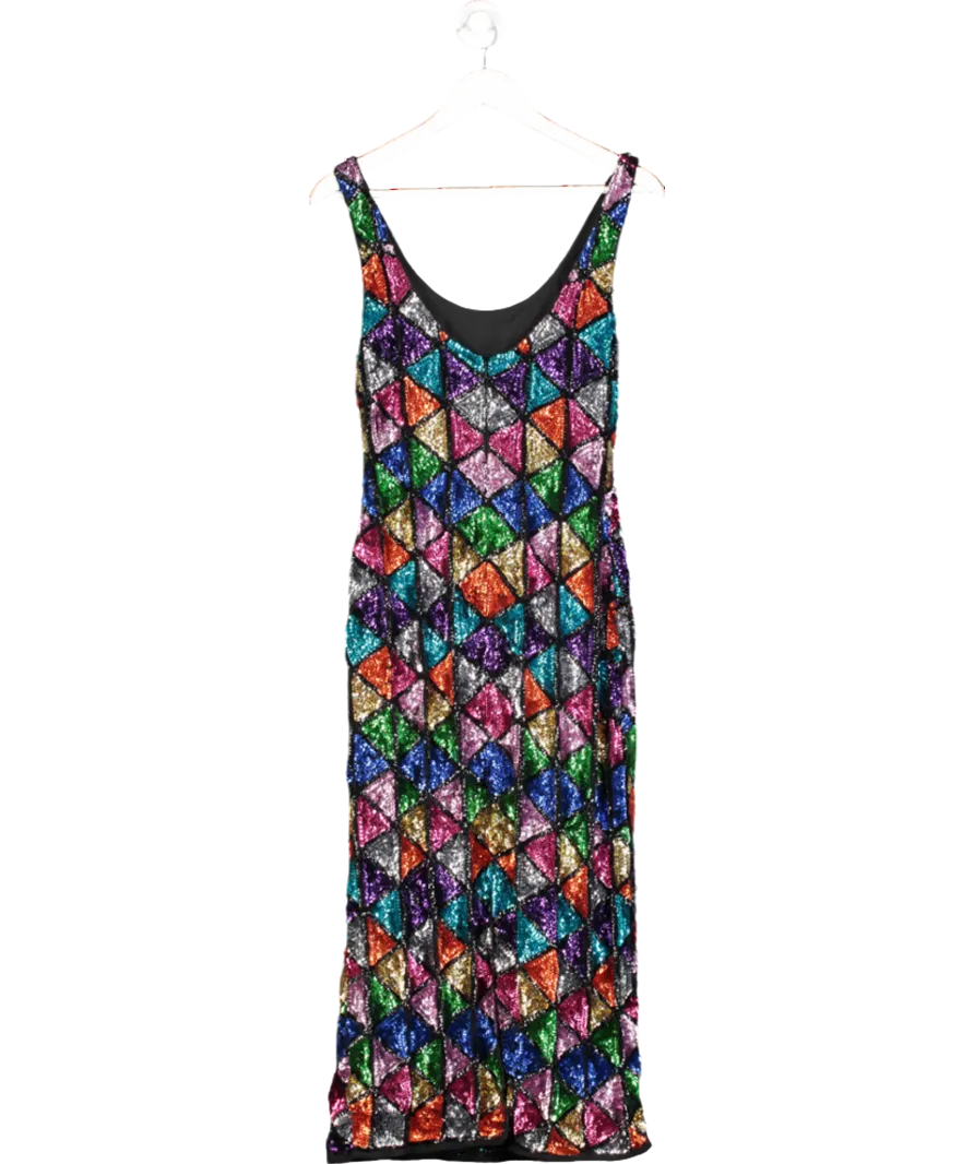 Warehouse Multicoloured Geometric Sequin Dress UK 6