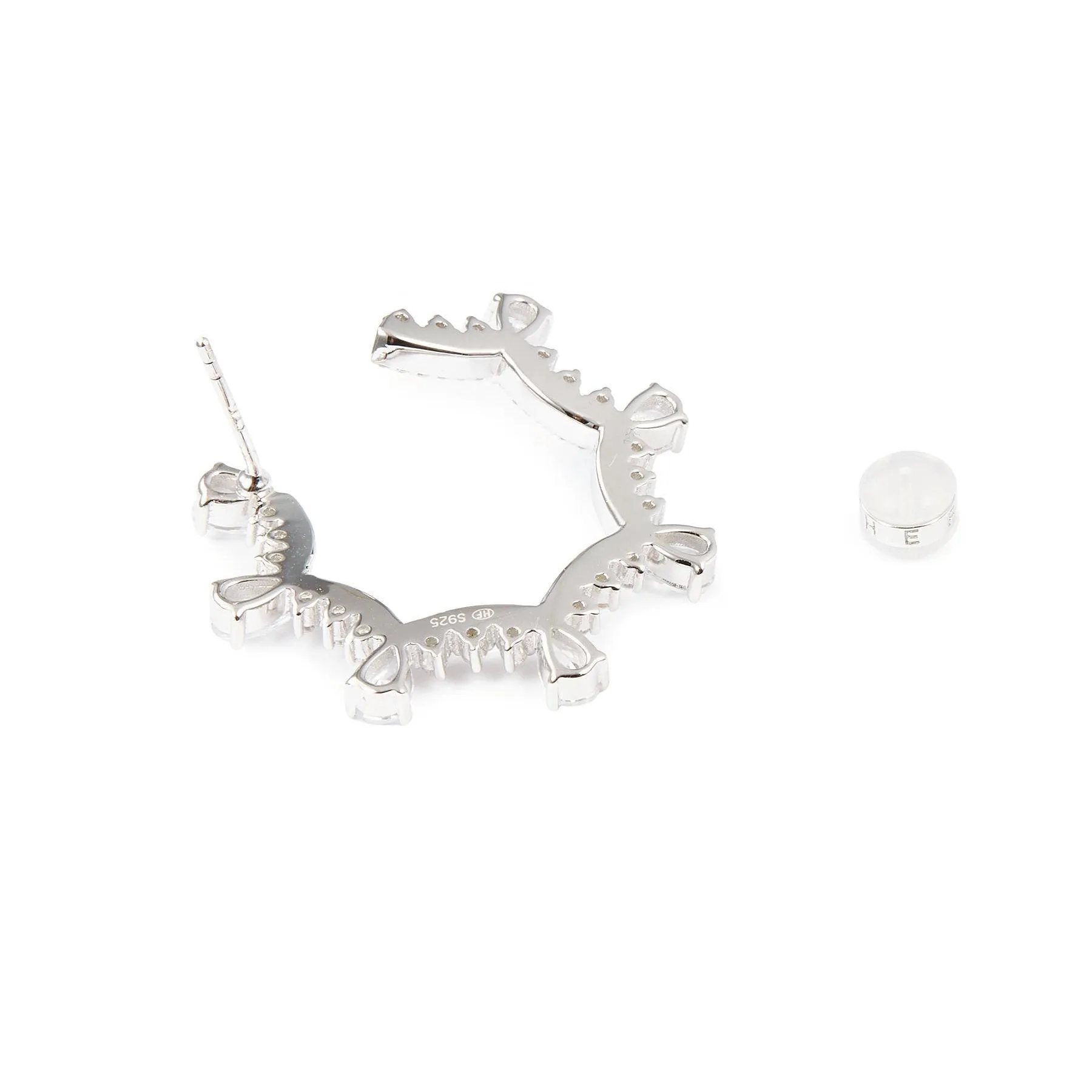 Wedding Classical Lace Silver Scalloped Stud Earrings