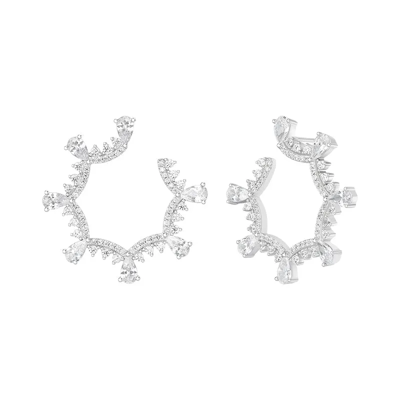 Wedding Classical Lace Silver Scalloped Stud Earrings