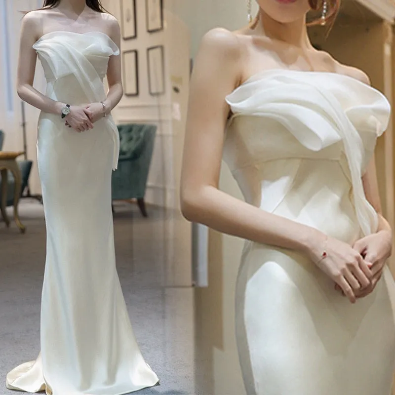 Wedding Dress Satin Banquet Dresses For Birthday Party Bridal Dress
