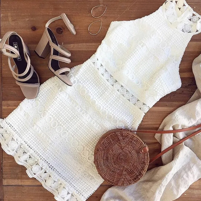 White Lace Dress with cut outs