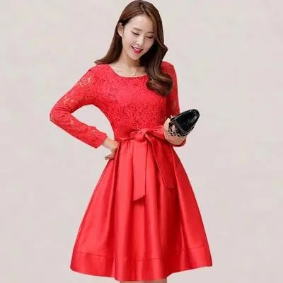 Women Dress Autumn Winter Long Sleeve Evening Dresses Party Club Lace Dresses Casual Bodycon Women Clothing