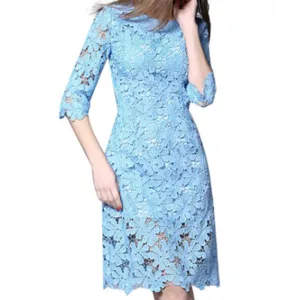 Women Lace Dress Half Sleeve Knee-Length Lace Dresses Party Winter lace Dress vestidos dresses women
