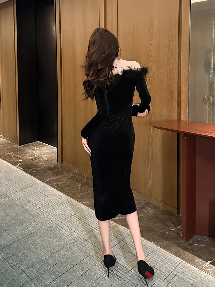 Women's Burr Velvet Formal Dress