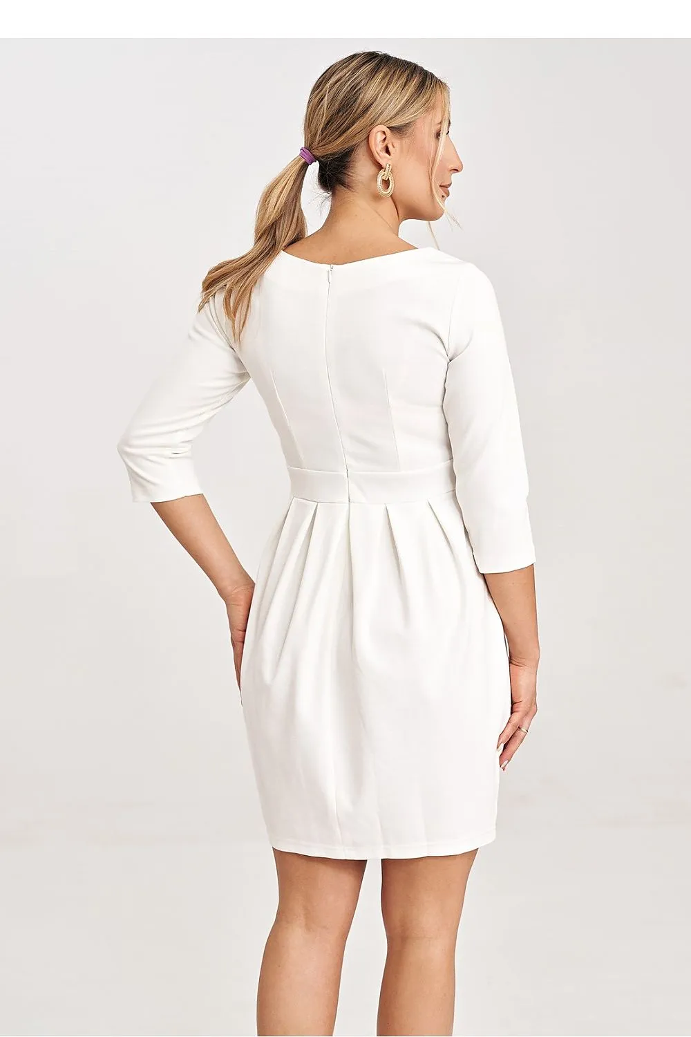 Women’s Day dress – Cotton Blend Casual 3/4 Sleeve Pleated Skater Dress