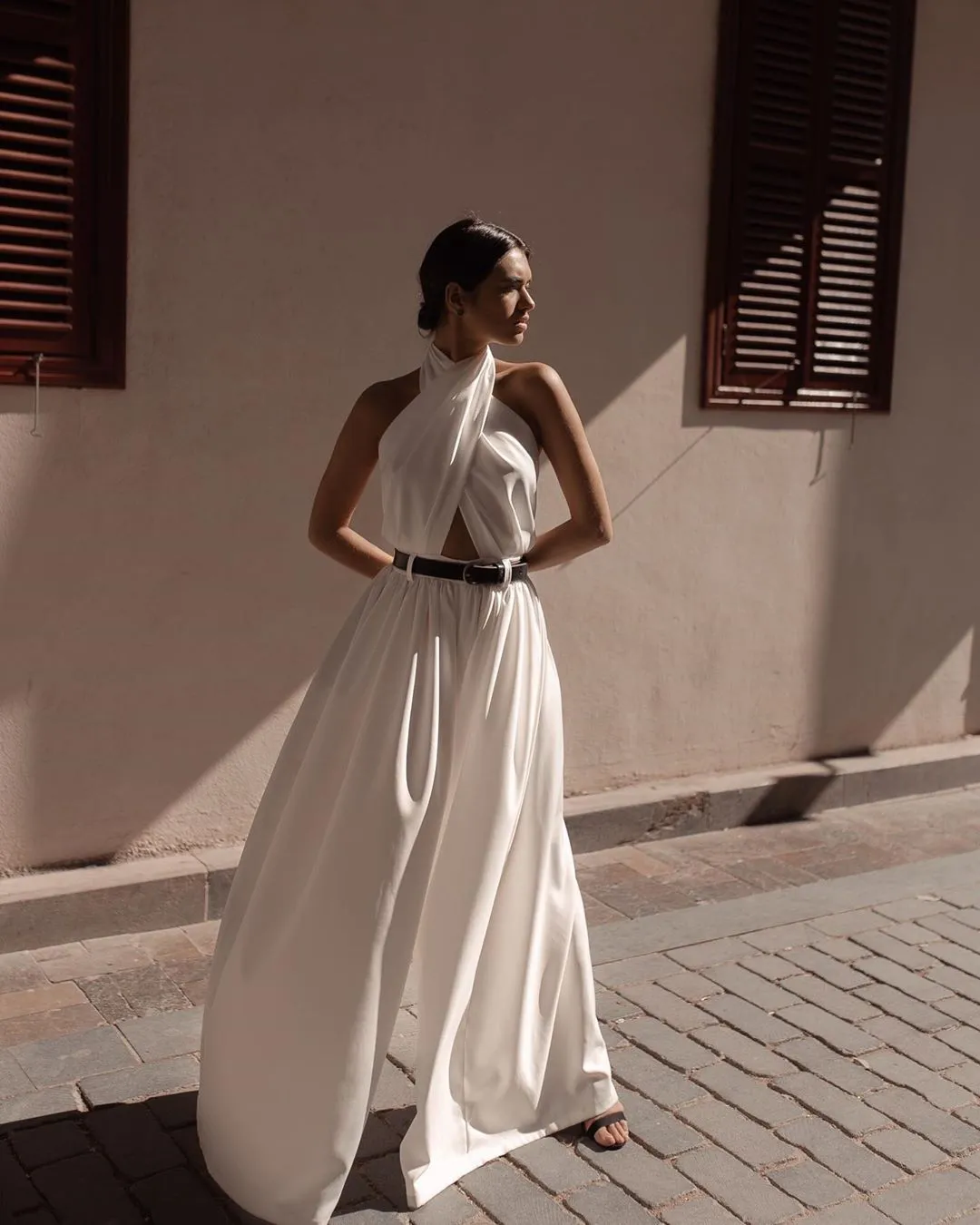 Women’s Halter Backless One Piece Ball Gowns Jumpsuit Wide Leg Pants( clearance sale