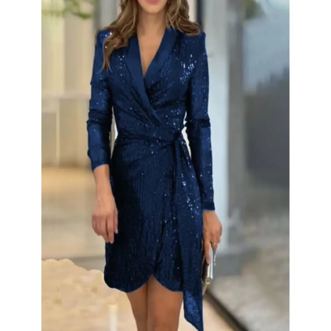 Women's Stunning Sequin Wrap Dress | Mini