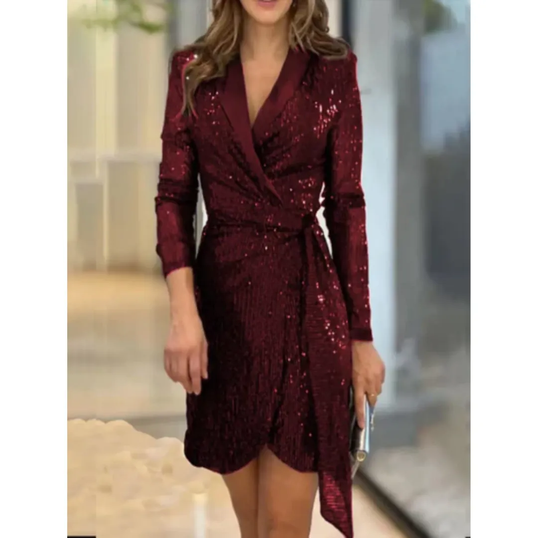 Women's Stunning Sequin Wrap Dress | Mini