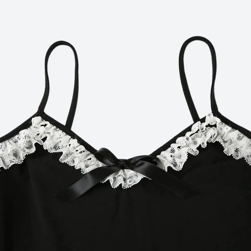 Y2K Lace Trim Mini Dress