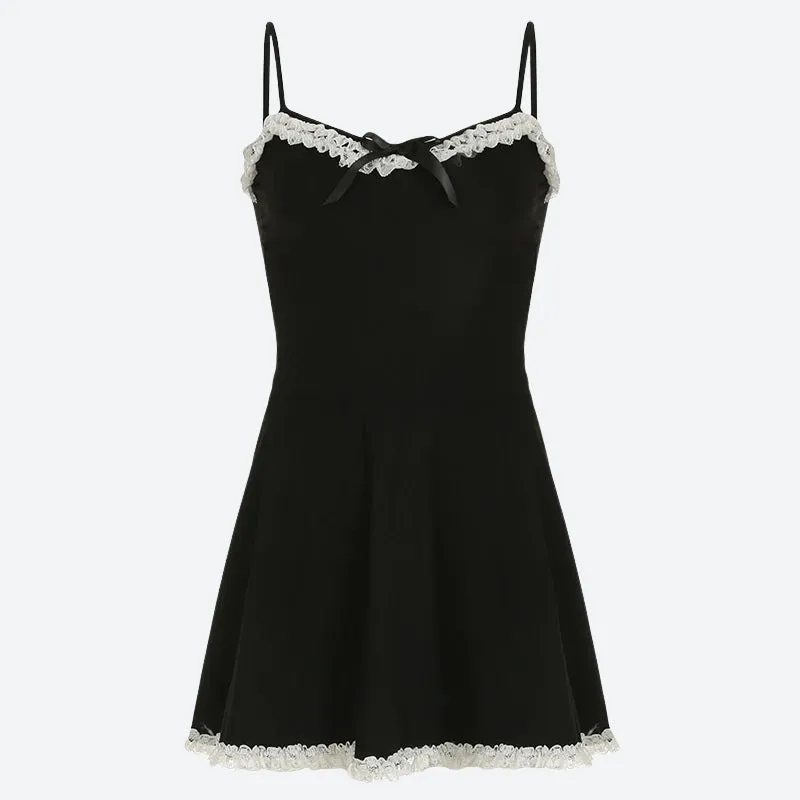 Y2K Lace Trim Mini Dress