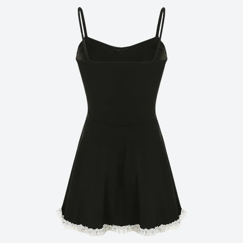 Y2K Lace Trim Mini Dress