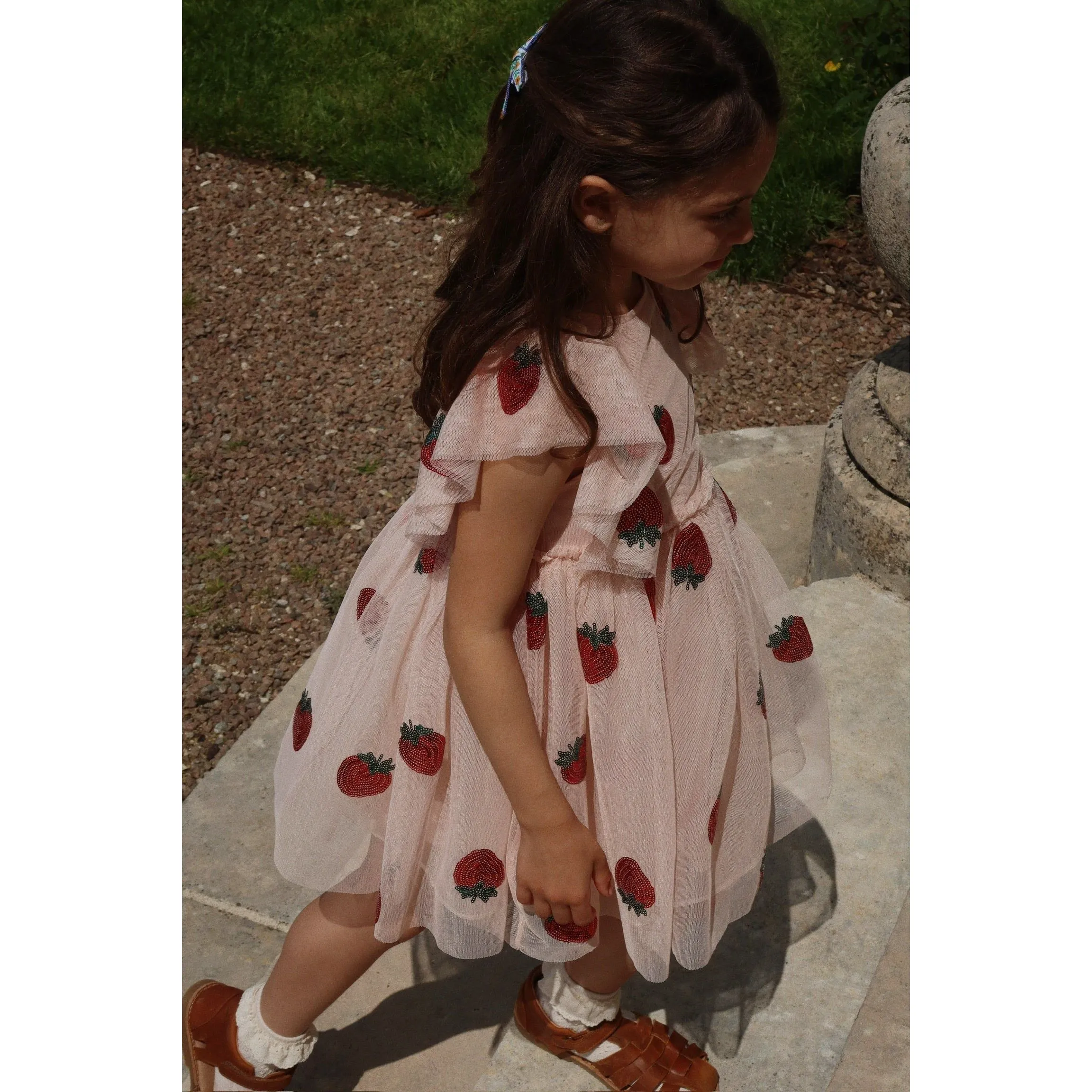 yvonne frill dress - strawberry