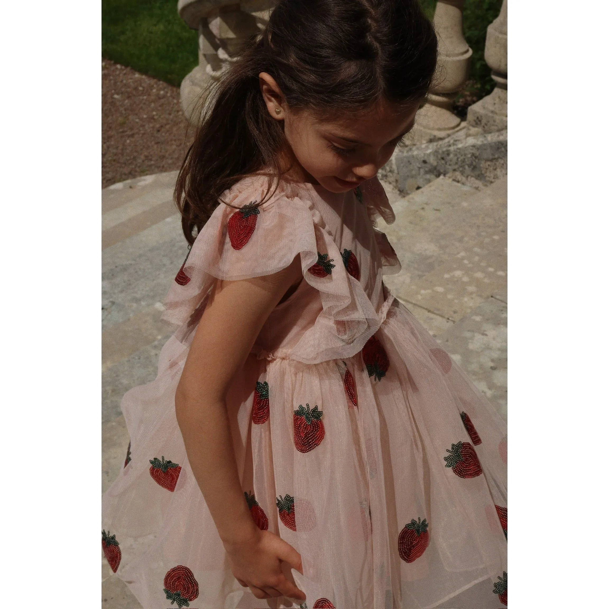 yvonne frill dress - strawberry