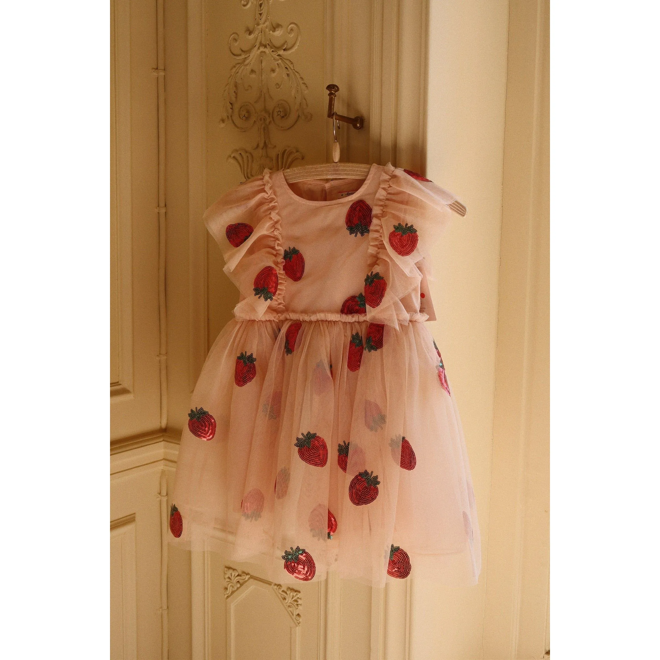 yvonne frill dress - strawberry