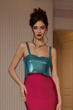 Zaylee Teal Sequin Camisole Top