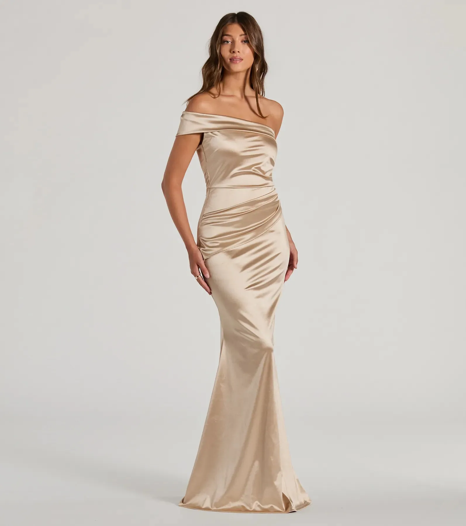 Zoey Formal One-Shoulder Satin Mermaid Dress
